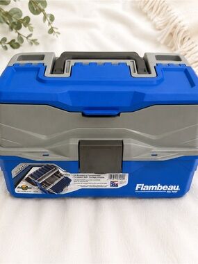 Flambeau 6382TB 2 Tray Tackle Box Blue Gray Fishing Storage Organizer